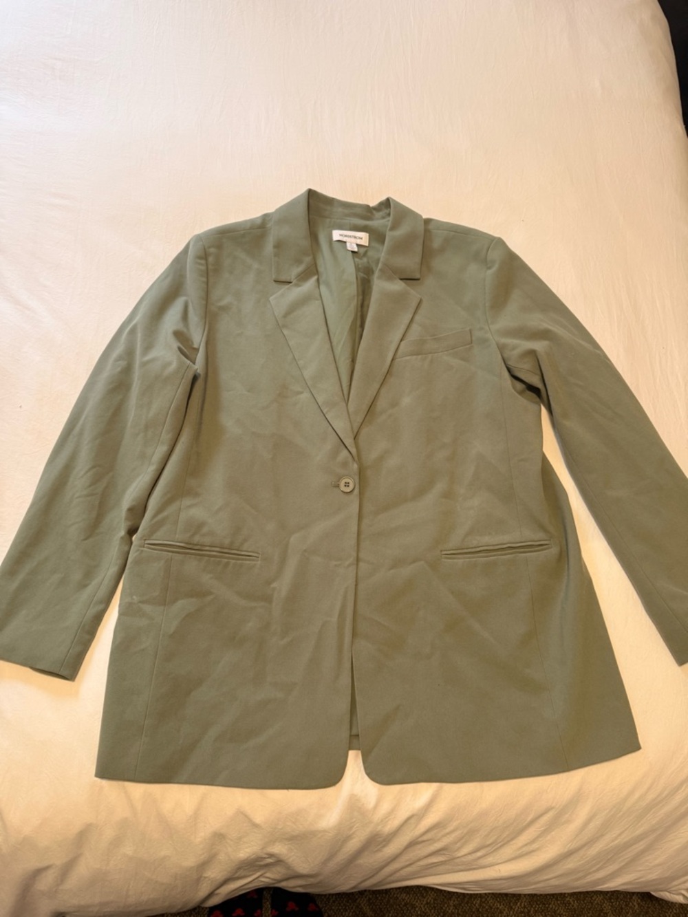 Nordstrom Pale Green Single-Button Tailored Blazer